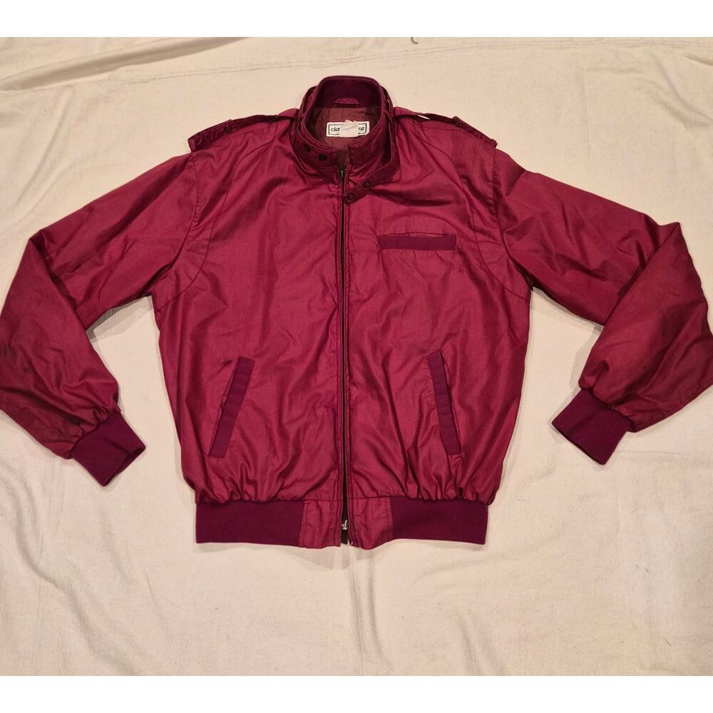 Vintage Claybrooke Derby Bomber Jacket Maroon Red Harrington Mens L